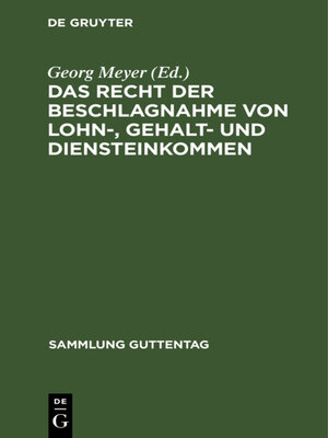 cover image of Das Recht der Beschlagnahme von Lohn-, Gehalt- und Diensteinkommen
